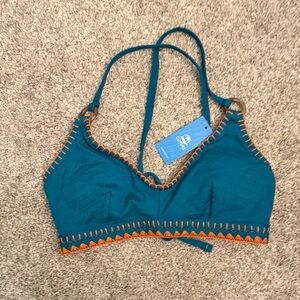 NWT Cupshe Deep Lagoon Stitch bikini top